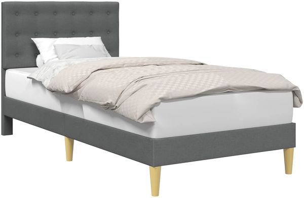 vidaXL Bettrahmen mit Kopfteil Dunkelgrau 90 x 200 cm Stoff 42027768 Bild 2