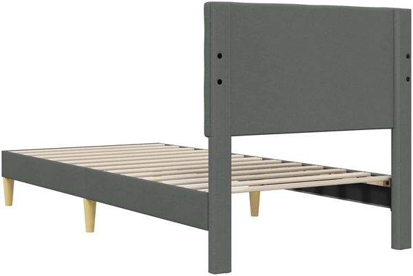 vidaXL Bettrahmen mit Kopfteil Dunkelgrau 90 x 200 cm Stoff 42027768 Bild 6