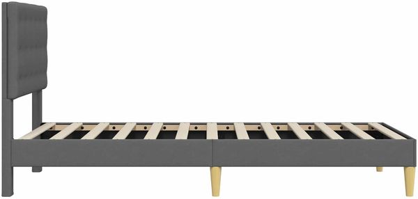 vidaXL Bettrahmen mit Kopfteil Dunkelgrau 90 x 200 cm Stoff 42027768 Bild 5