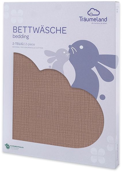 Bettwäsche Baumwollmusselin kastanie 100/135 + 40/60 cm Bild 3