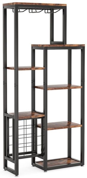 Sweiko Weinregal mit 5-stöckiges,mit Glashalter & Wein Lagerung, Industrie Weinregal Wein Bar Schrank