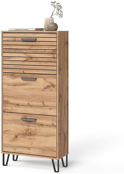 Schuhkipper Amber Eiche Wotan 62 x 130 cm mit 3 Fächern Vicco Bild 6