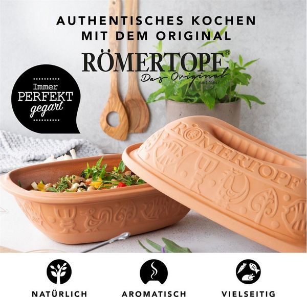 RÖMERTOPF Römertopf KLASSIK Bräter, 1,5 Liter, Keramik, Terrakotta