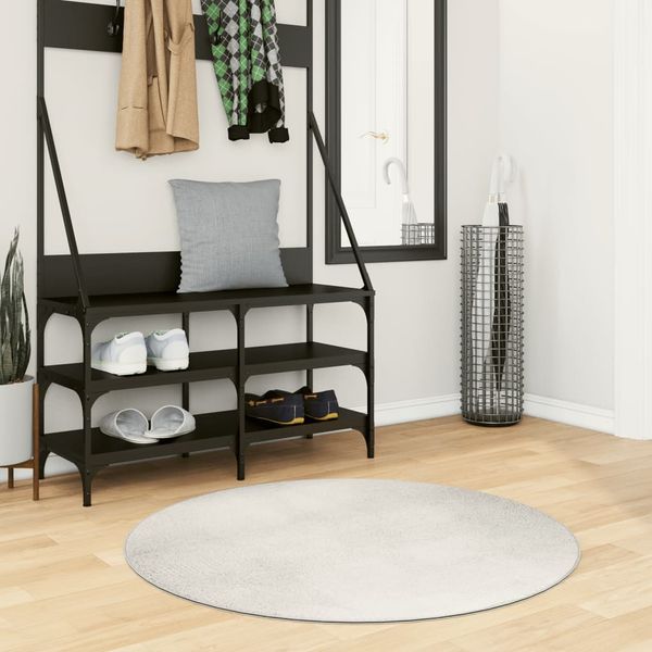 vidaXL Teppich IZA Kurzflor Skandinavischer Look Creme Ø 100 cm 375446