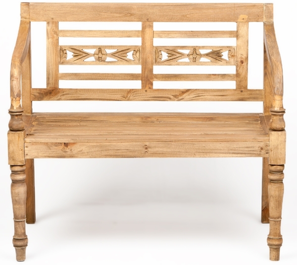 Sitzbank CHRISTOS Antique-Natural 100cm Mahagoni Holzbank Bank Handarbeit Massiv Bild 2