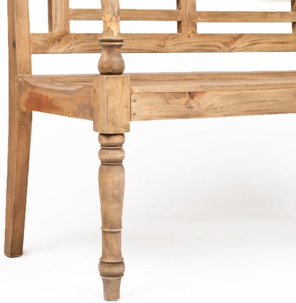 Sitzbank CHRISTOS Antique-Natural 100cm Mahagoni Holzbank Bank Handarbeit Massiv Bild 5