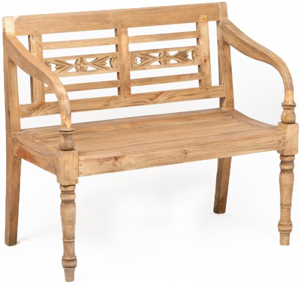 Sitzbank CHRISTOS Antique-Natural 100cm Mahagoni Holzbank Bank Handarbeit Massiv Bild 1