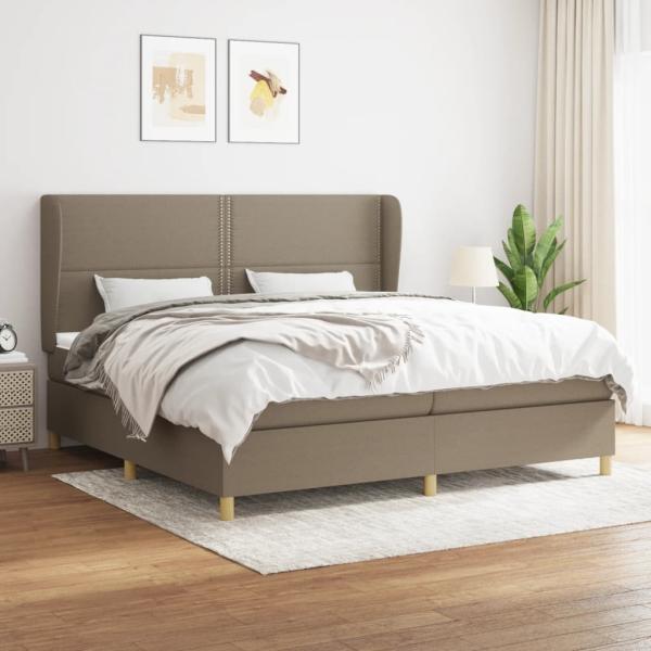 Boxspringbett mit Matratze Stoff Taupe 200 x 200 cm, Härtegrad: H2 [3128473]