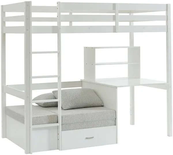 Vente-unique - GOLIATH Bett Holz, PlatteHolz, Platte Weiß - B 96,8 cm x H 178,8 cm x L 207,8 cm Bild 4
