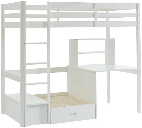 Vente-unique - GOLIATH Bett Holz, PlatteHolz, Platte Weiß - B 96,8 cm x H 178,8 cm x L 207,8 cm Bild 6