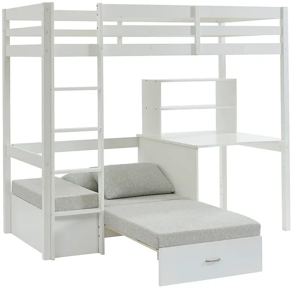 Vente-unique - GOLIATH Bett Holz, PlatteHolz, Platte Weiß - B 96,8 cm x H 178,8 cm x L 207,8 cm Bild 5