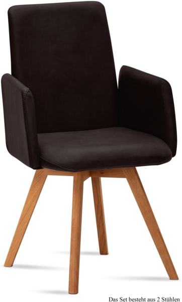 Armlehnstuhl (2er-Set) Dilys 52x92x60 Eiche geölt/Espresso