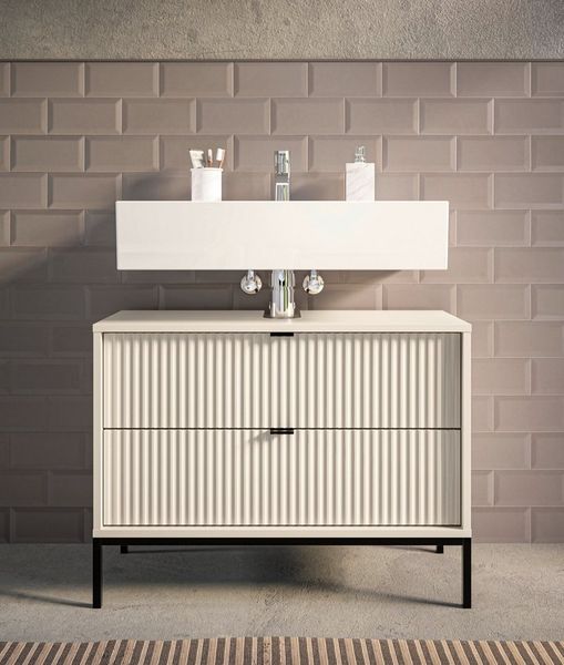 BASIC by Balculina Waschbeckenunterschrank Lucera BxHxT 80x60x32 cm (1-St) Breite 80cm, Unterflurauszug, Metallfüße