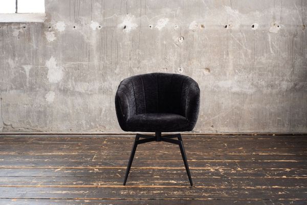 KAWOLA Esszimmerstuhl LIMA Drehstuhl Stoff schwarz 80 x 60 x 57 cm