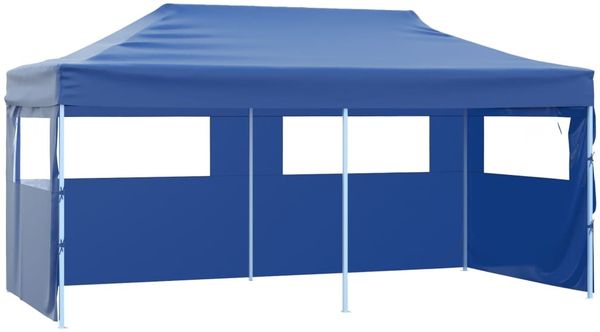 vidaXL Profi-Partyzelt Faltbar mit 4 Seitenwänden 3×6m Stahl Blau 48865