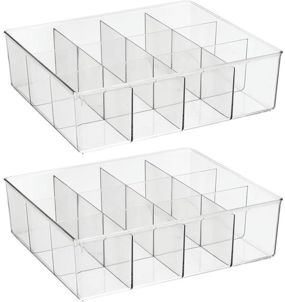 Aufbewahrungsbox mit 12 Fächern 2er Set Schrankbox mDesign transparent