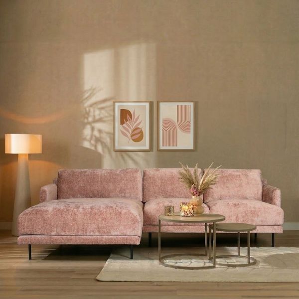 Bronx71 Ecksofa Denver Chenille pink links
