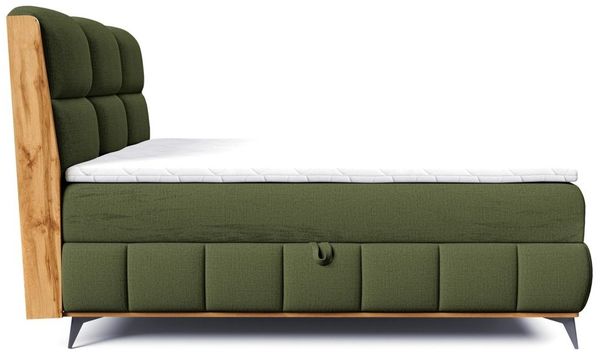 Boxspringbett Schlafzimmerbett CHARLIE PREMIUM 200x200cm Stoff Fibi Flaschengrün Bild 2