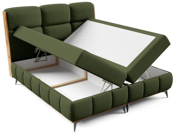 Boxspringbett Schlafzimmerbett CHARLIE PREMIUM 200x200cm Stoff Fibi Flaschengrün Bild 4