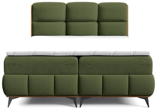 Boxspringbett Schlafzimmerbett CHARLIE PREMIUM 200x200cm Stoff Fibi Flaschengrün Bild 3