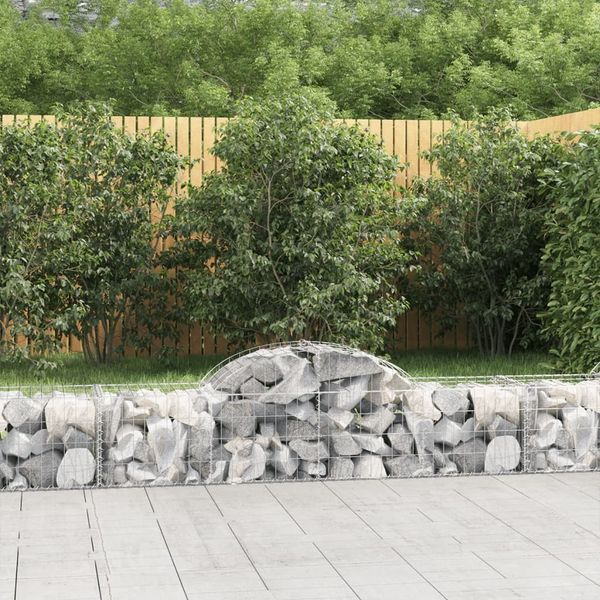 vidaXL Gabionen mit Hochbogen 7 Stk. 200x50x40/60 cm Verzinktes Eisen 3146262