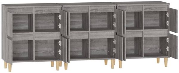 vidaXL Sideboards 3 Stk. Grau Sonoma 60x35x70 cm Holzwerkstoff 3185773 Bild 7