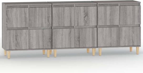 vidaXL Sideboards 3 Stk. Grau Sonoma 60x35x70 cm Holzwerkstoff 3185773
