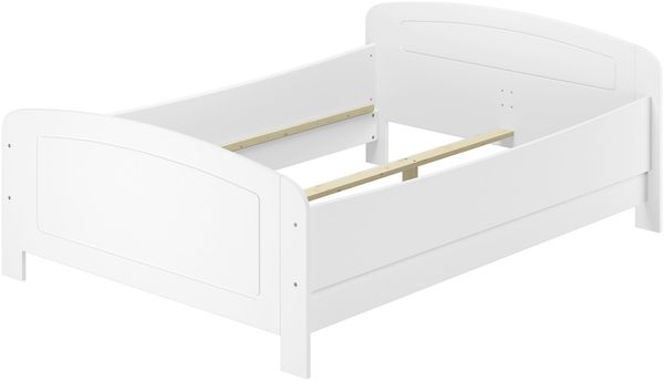 Weißes Bett Seniorenbett extra hoch 140x200 weiß Zubehör wählbar V-60.44W-14Rollrost und Matratze inkl.