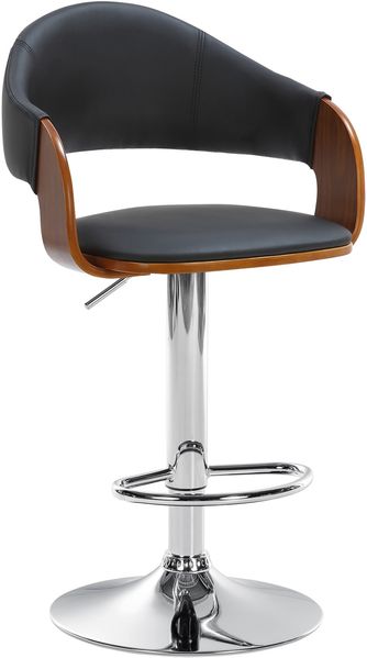 Barhocker BOROS - Kunstleder Walnuss/schwarz 50x49x89 cm Schwarz Silber | Barstuhl Mit Lehne Drehbar Tresenhocker Tresenstuhl Kneipenhocker