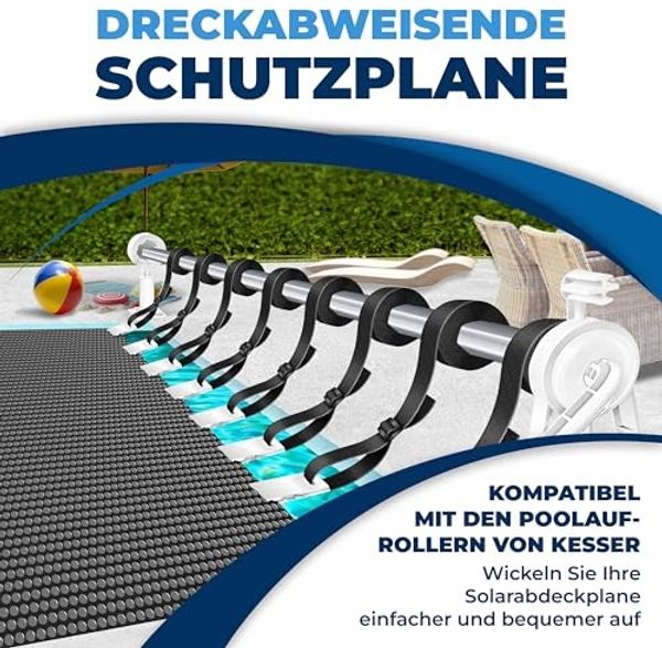 KESSER® Pool Solarabdeckplane | Solarfolie Stärke 120µm | Solarabdeckung Solarplane zuschneidbar | Poolsolarplane Solar Folie inkl. 1x Schere, 1x Lochzange & 12x Ösen | Poolheizung für Wassererwärmung Schwarz, Ø 457 cm Bild 5