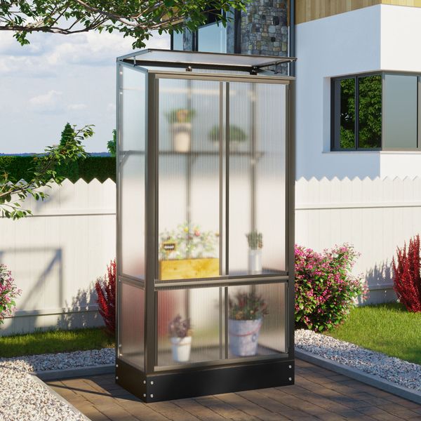 Vitavia Balkon- und Anlehn-Gewächshaus "Stad", schwarz,4 mm HKP mit Stahlfundament