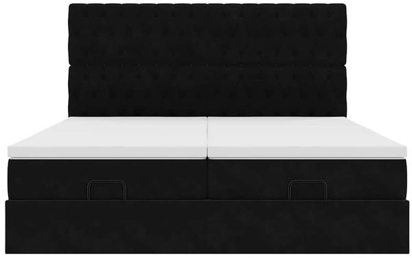vidaXL Ottoman-Bett mit Matratzen & LEDs Schwarz 160x200 cm Samt 3314635 Bild 8