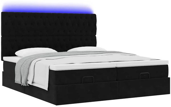 vidaXL Ottoman-Bett mit Matratzen & LEDs Schwarz 160x200 cm Samt 3314635 Bild 6