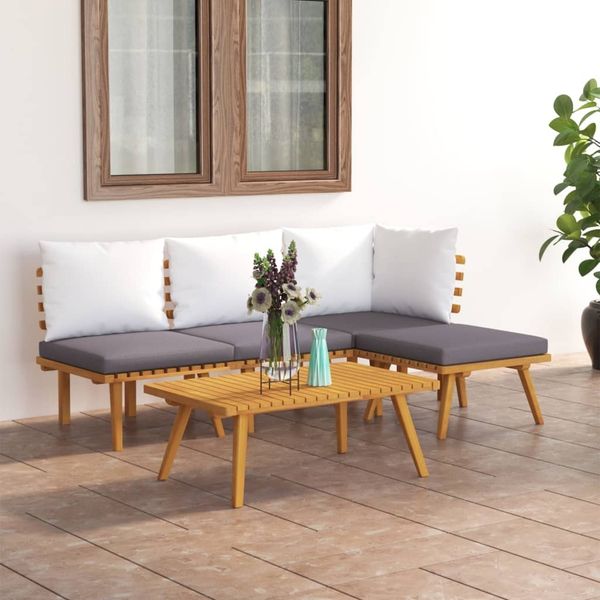 vidaXL 5-tlg. Garten-Lounge-Set mit Kissen Massivholz Akazie 3087002
