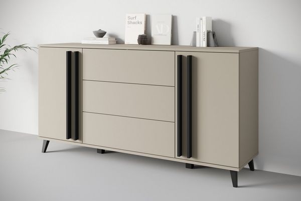Home affaire Sideboard Helsinki, Kommode mit 2 Türen und 3 Schubladen, Breite 150 cm (1 St), Push-to-Open-Schubladen, höhenverstellbare Einlegeböden