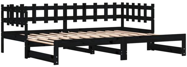 vidaXL Tagesbett Ausziehbar Schwarz 2x(90x190) cm Massivholz Kiefer 840393 Bild 5