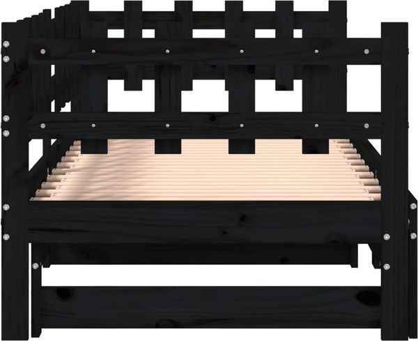 vidaXL Tagesbett Ausziehbar Schwarz 2x(90x190) cm Massivholz Kiefer 840393 Bild 8