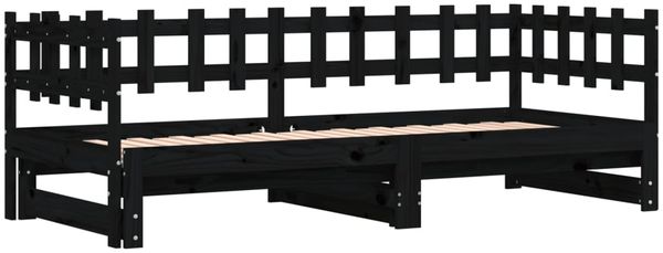 vidaXL Tagesbett Ausziehbar Schwarz 2x(90x190) cm Massivholz Kiefer 840393 Bild 3