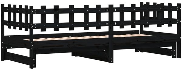 vidaXL Tagesbett Ausziehbar Schwarz 2x(90x190) cm Massivholz Kiefer 840393 Bild 9