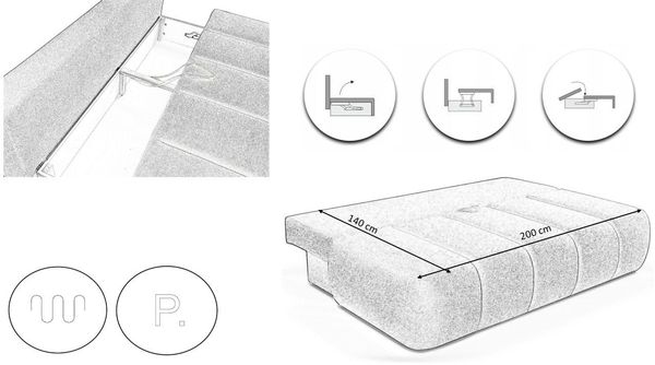 Kaiser Möbel Schlafsofa Dreisitziges Sofa PIANO mit Schlaffunktion, Komfortabel, praktisch und freistehend Bild 3