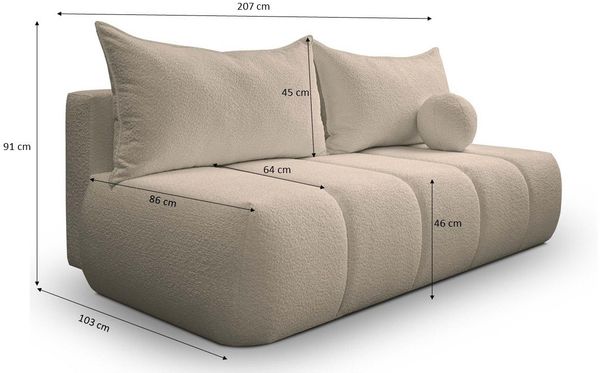 Kaiser Möbel Schlafsofa Dreisitziges Sofa PIANO mit Schlaffunktion, Komfortabel, praktisch und freistehend Bild 2