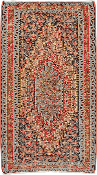 Looma 'Golriz' Kelim Senneh handgewebt, Schurwolle Bunt, 113x202 cm