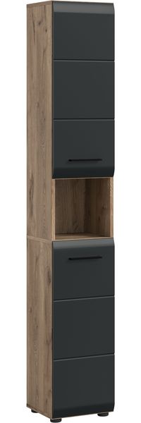 Hochschrank >Ice< in Nox Oak / Schwarz - 30x185x30cm (BxHxT)