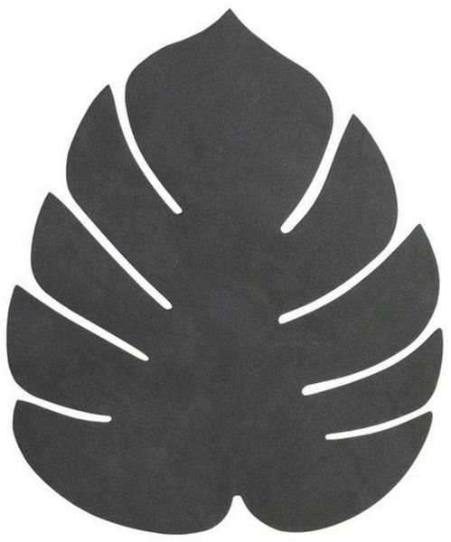 LIND DNA Platzset Tischset Monstera Leaf L schwarz, (Stück, 1-St, 1 Tischset), Recyclingleder