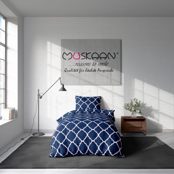 Soma Renforcé Bettwäsche 135x200 cm Bettbezug 135x200 cm Kopfkissenbezug 80x80 cm Maroc blau Bild 3