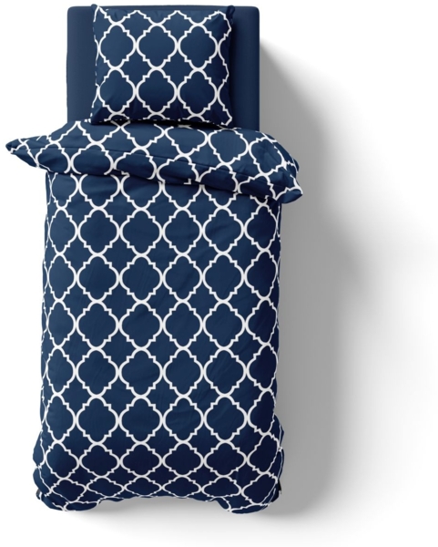 Soma Renforcé Bettwäsche 135x200 cm Bettbezug 135x200 cm Kopfkissenbezug 80x80 cm Maroc blau Bild 4