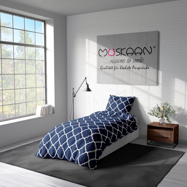 Soma Renforcé Bettwäsche 135x200 cm Bettbezug 135x200 cm Kopfkissenbezug 80x80 cm Maroc blau Bild 2