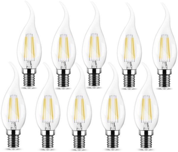5x LED Leuchtmittel E14 Filament Flamme Kerzenform C35T 4W 400 Lumen neutralweiß (4000 K)