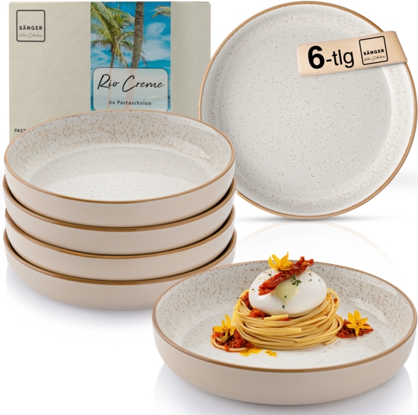 SÄNGER Pastaschalen Set Rio Creme - 6 teilig aus Steingut