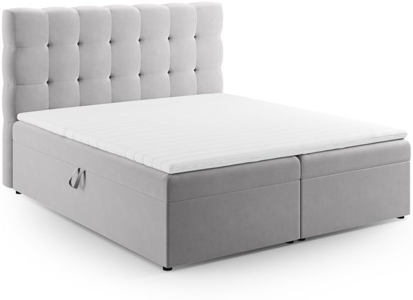 Micadoni Boxspringbett Mamaia Samt Bluvel Silber 140x200